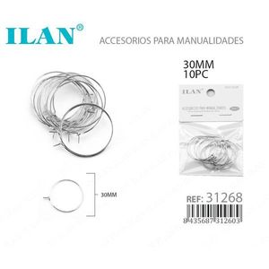 Orecchini a cerchio Ilan 30 mm, 10 pezzi, forniture per artigianato - Product Image 3