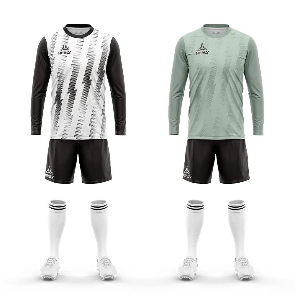 premium blank sublimation long sleeve football shirt training set wholesale men custom soccer jersey