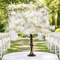 Offre Spéciale – Grandes compositions florales de roses artificielles en soie blanches pour centres de table de mariage (50 cm, 60 cm, 70 cm, 80 cm)
