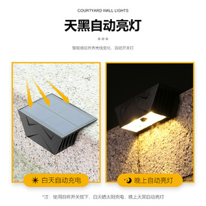 Lámpara Solar de Pared para Exteriores, Impermeable, para Escaleras, Jardín, Camino, Luz Nocturna Automática, Iluminación de Cercas, Cuerpo de Plástico, 80 Ra - Product Image 3