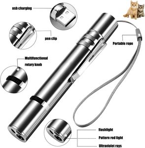 High Quality USB Rechargeable Stainless Steel Classic Pointer Red Light <b>Interactive</b> Chaser Laser Pen <b>Cat</b> Teaser Exerciser - Product Image 2