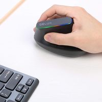 DELUX M618C Souris ergonomique sans fil noire Souris verticale silencieuse 2.4G avec récepteur USB