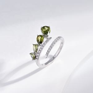 wholesale 925 plata jewelry sterling silver butterfly <b>ring</b> fine wedding green stone women heart colorful zircon <b>adjustable</b> <b>rings</b> - Product Image 3