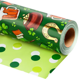 Original design green St. Patrick's Day double-sided aluminum-coated wrapping <b>paper</b> with beer <b>patterns</b> - Product Image 1