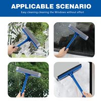 Nettoyeur de vitres de voiture 2 en 1 de 15,9 pouces avec long manche et éponge - Nettoyage professionnel pour stations-service, vitres et surfaces de douche