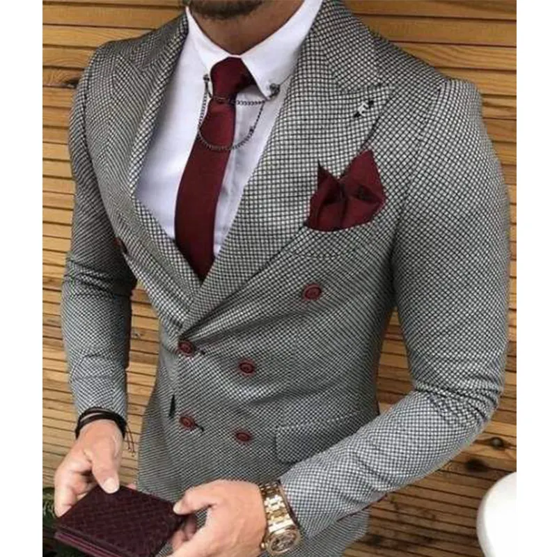 Professional Factory Mens Double Breasted Tailored 2 Piece Latest Design Custom Coat Pant Suits Slim Fit Set For Men