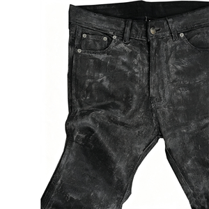 Black Crack Wax Coated Flare <b>Jeans</b> Retro Streetwear Bootcut Bottoms Men's Distressed Denim <b>Jeans</b> Men's <b>Jeans</b> Men's Wide Leg <b>Jean</b> - Product Image 3