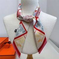 Écharpe en soie sergée imitée, motif chaîne, design tendance, luxe, pour femme, à porter autour du cou ou comme bandeau pour la tête
