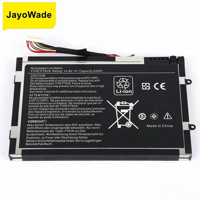 Factory 14.8V 63WH PT6V8 Laptop Battery for DELL Alienware M11x M14x R1 R2 R3 P18G T7YJR 8P6X6 08P6X6 PT6V8 Batteries