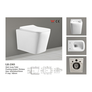 WC mural CR avec réservoir encastré, chasse d'eau à double pression, céramique blanche moderne - Product Image 4