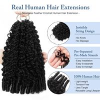 Extensiones de Cabello Humano de Lujo Súper Doble Trama, Trenzas de Ganchillo de Pluma, Cabello Vietnamita Virgen Pre-Enlazado, Puntas Gruesas