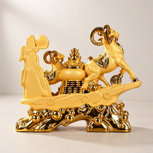 Ornamento Zodiacale Tre Pecore di <span class=keywords><strong>San</strong></span> Yang Kai Tai - Attrai Ricchezza e Prosperità, Artigianato in Resina, Decorazione per Casa e Soggiorno, Grande Regalo Aziendale - Product Image 4