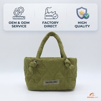 Sac fourre-tout matelassé OEM avec logo personnalisé, sac à main matelassé losanges, poignée à nœud ouvert, mini sac panier mignon pour filles, grande capacité