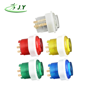 28mm 및 24mm LED 조명 아케이드 게임기 라운드 푸시 버튼 스위치 동전 작동식 동전 푸셔