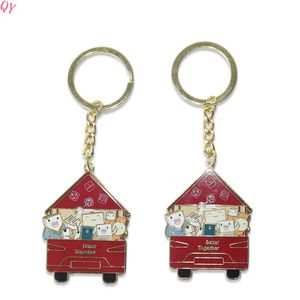 QQ OEM/ODM Manufacturer Keychain Made Custom Logo Soft 2D 3D <b>Metal</b> Keyring House Shaped Custom Made <b>Key</b> <b>Chain</b> - Product Image 2