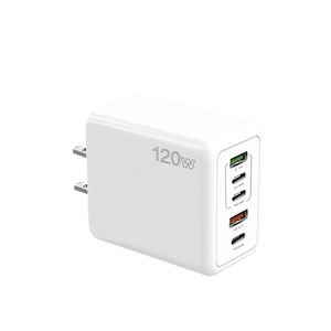 อะแดปเตอร์ชาร์จเร็ว 120W วัสดุ PC+ABS ทนไฟ QC3.0 ช่องเสียบ 2USB+3PD สำหรับโทรศัพท์มือถือ iPhone Samsung รองรับปลั๊ก UK US EU - Product Image 1