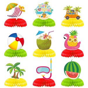 Set de Decoración Desechable de Lujo para Fiestas de Cumpleaños en la Playa o Piscina, con Pancarta de Papel y Adornos Colgantes - Product Image 5
