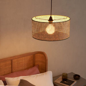 Lustre en fer forgé pour chambre, salle à manger, restaurant, maison d'hôtes, avec abat-jour en rotin tressé à la main, <span class=keywords><strong>suspension</strong></span> LED 220V, plusieurs tailles - Product Image 1