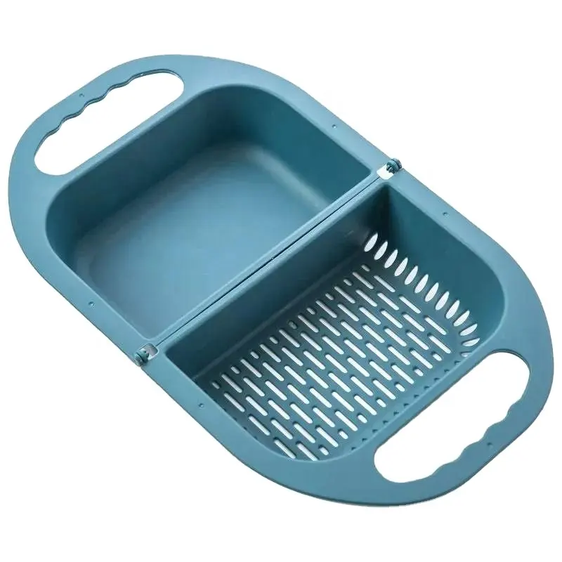 Folding Plastic Drain Basket Fruit And Vegetable Cleaning Filter With Handle Multifunctional Kitchen Quick Drying Storage Tools