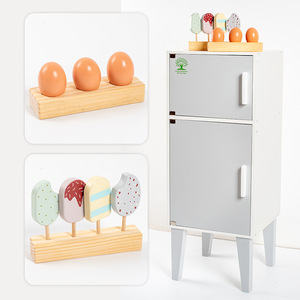 Réfrigérateur en bois blanc cuisine son et lumière cuisinière à gaz pour enfants Simulation pour la cuisine jouets interactifs Parent-enfant - Product Image 3