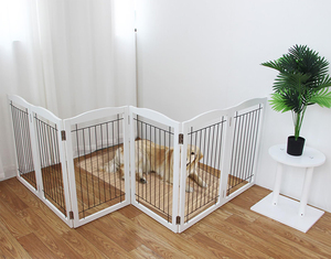 Barrière pliable haute <span class=keywords><strong>pour</strong></span> animaux avec fermeture à bouton <span class=keywords><strong>pour</strong></span> usage intérieur, sans perçage, barrière <span class=keywords><strong>pour</strong></span> chiots avec porte - Product Image 5