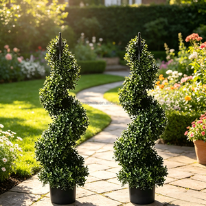 ต้นไม้ประดิษฐ์ทรงกลมขนาด 3 ฟุต พร้อมกระถาง สำหรับตกแต่งระเบียงหน้าบ้าน ทางเข้าบ้าน ห้องนั่งเล่น ภายนอกอาคาร แพ็ค 2 ต้น ทนทานต่อรังสียูวี ขนาด 8 นิ้ว (เส้นผ่านศูนย์กลาง) x 8 นิ้ว (กว้าง) x - Product Image 1