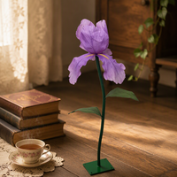 Fleur en tissu colorée faite à la main avec tige, iris géant artificiel pour hall d'hôtel, fête, centre commercial, vitrine, fleur décorative