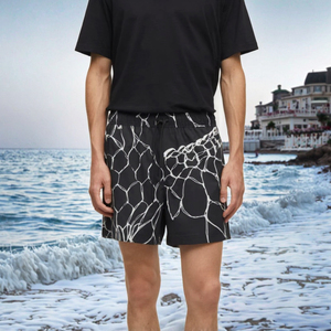 Pantalones Cortos de Marca de Moda, Tejidos, de Cintura Media, Casuales, de Poliéster/Algodón, Resistentes, Lisos, para Hombre, Primavera Verano, Estilo Americano, Cintura Elástica Sencilla - Product Image 2