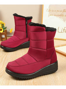 รองเท้าบูทหิมะสำหรับผู้หญิง กันน้ำ ระบายอากาศได้ดี บุขนอุ่น รองเท้าบูทข้อสั้น พื้นรองเท้า EVA หนา กันลื่น เหมาะสำหรับกิจกรรมกลางแจ้ง สวมใส่สบาย - Product Image 4