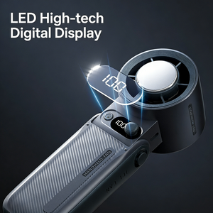 พัดลมพกพาแบบมือถือ จอแสดงผล LED ดิจิตอล แบตเตอรี่ 6000mAh พัดลมขนาดเล็กแบบชาร์จไฟได้ พัดลมพกพาสำหรับเดินทางกลางแจ้ง - Product Image 5