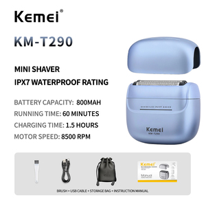 <span class=keywords><strong>Afeitadora</strong></span> Eléctrica Mini KEMEI Km-T290 para Hombre, 800mAh, 8500 RPM, Recargable, IPX7, Cuchilla Magnética, Sensor Inteligente, Maquinilla de Afeitar <span class=keywords><strong>Masculina</strong></span> de Moda - Product Image 6