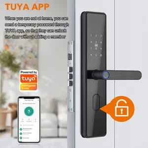 قفل ذكي ببصمة الإصبع جودة عالية الومنيوم مقبض اليكتروني رقمي Tuya Ttlock مع مفتاح Wifi قفل ذكي للباب