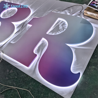 Enseigne LED rétroéclairée extérieure personnalisée, lettres métalliques 3D Halo Lit, acier inoxydable, signalétique de logo pour commerce