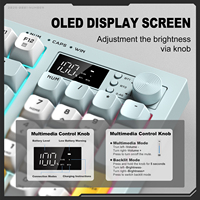 ONIKUMA G80 Keyboard membran, sangat tenang 94 tombol, tiga Mode nirkabel/kabel gigi biru 2.4GHZ PC Laptop kompatibel