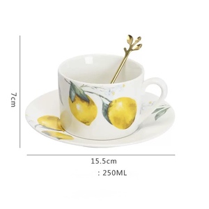 ชุดเครื่องครัวเซรามิกแบบยุโรปลายเลมอน ใช้ซ้ำได้ พร้อมแก้ว ถ้วย จาน ชามอบอาหาร - ใช้กับไมโครเวฟและเครื่องล้างจานได้ - Product Image 1