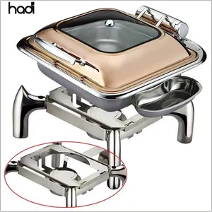Arabic Style Stainless Steel Indian Copper Chafing Dishes Square Hydraulic Buffet Food Warmer Equipment Restaurant Hotel Use