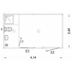 Edificio de oficinas prefabricado de 4 metros personalizable con solución de espacio para baño y ducha - Product Image 2
