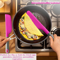 Spatule à Omelette en Silicone Résistante à la Chaleur, Spatule à Œufs Antiadhésive en Silicone pour Cuisine, Omelettes, Crêpes