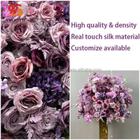 Boule de fleurs artificielles en soie lavande violette sur mesure, centre de table pour mariage, hôtel