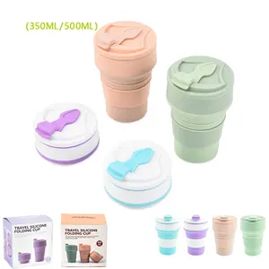 Collapsible Arriart Custom Silicone Travel Water Bottle Foldable Travel Mug Reusable Silicone Collapsible Coffee Cup