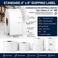 Étiquettes thermiques autocollantes imperméables de haute qualité personnalisées 10 cm x 15 cm, étiquettes d'expédition, autocollants adhésifs pour l'emballage