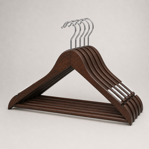 Cintre en bois haut de gamme avec barre porte-pantalon et antidérapant pour placard, design minimaliste, finition durable - Product Image 1
