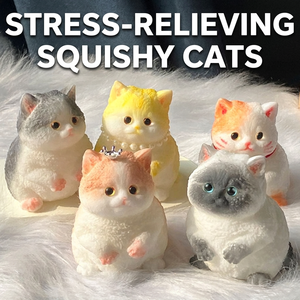 Linda Figura de Gato Blanco Peludo Miniatura, Juguete de Animal Suave con Ojos Azules y Patas Rosas, Recuerdo de Fiesta Novedoso - Product Image 1