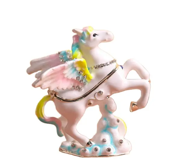 Yaratıcı ıvır zıvırlar gökkuşağı Pegasus unicorn takı Metal el sanatları dekoratif kutu