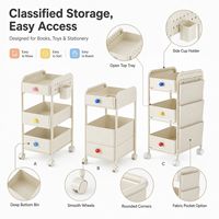 Chariot de rangement roulant en acier et PP pour jouets et livres d'enfants, avec roues, pour chambre d'enfant et salle de classe, organisateur crème, OEM ODM