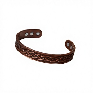 Radiant Metal Craft Pure Copper Cuff Bracelet Celtic Knot <b>Engraved</b> Adjustable Open <b>Bangle</b> for Men and Women - Product Image 4