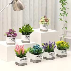 Decoração de casa moderna flores artificiais casa, simulação em vasos plantas verdes lavanda decoração de casamento
