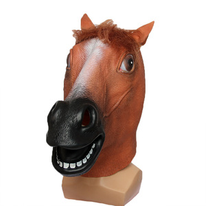 Máscara de cabeza de caballo, disfraz de animal de látex, talla única, para Halloween, accesorios para fiestas de cosplay - Product Image 2