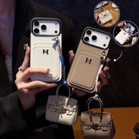 Étui de téléphone en PU Litchi de luxe pour iPhone 18 Pro Max avec étui universel en cuir pour Airpods