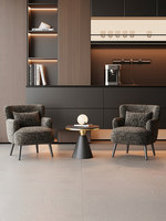 Ensemble de mobilier de restaurant pour salon de thé intérieur : Fauteuil individuel moderne en tissu, petite table d'appoint de luxe, sièges de salon commerciaux